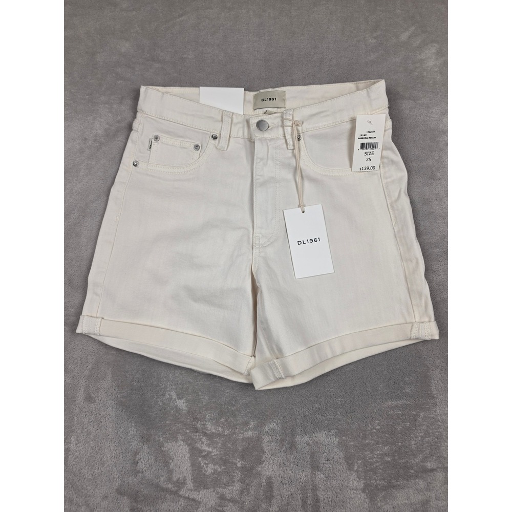 DL1961 Zoie Shorts Relaxed 4.5" Women Size 25 Eggshell Rolled Hem Denim Shorts